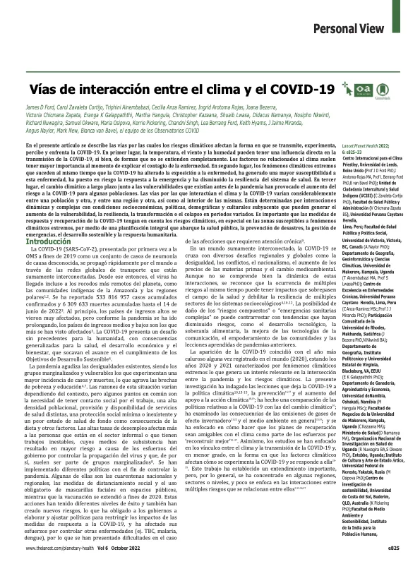 Vías de interacción entre el clima y el COVID-19